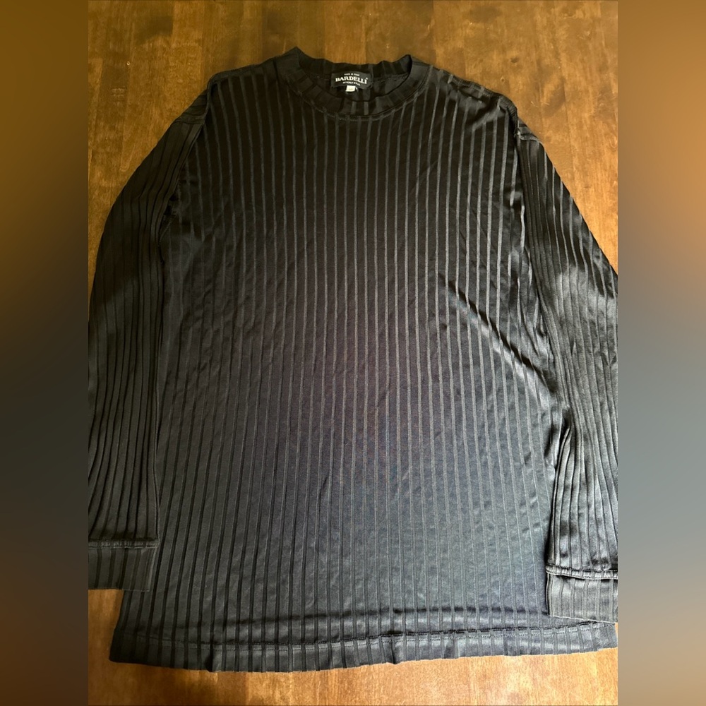 Bardelli Beverly Hills‎ Made in Italy Mens M Black Shirt Stripe Semi Sheer